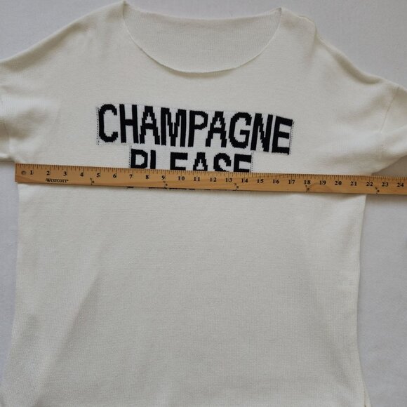 Champagne Please White Knit Cottom Sweater Comfy Cozy Casual Beach Party Cute - Picture 7 of 8